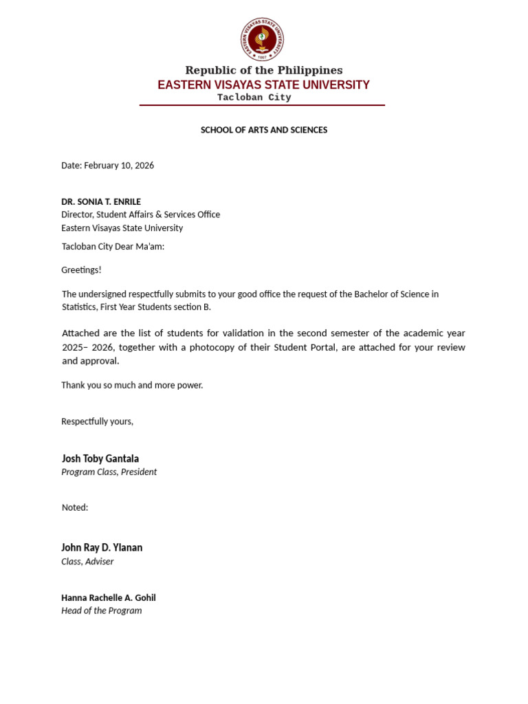 Sample Validation Letter For Class Identification Card | PDF