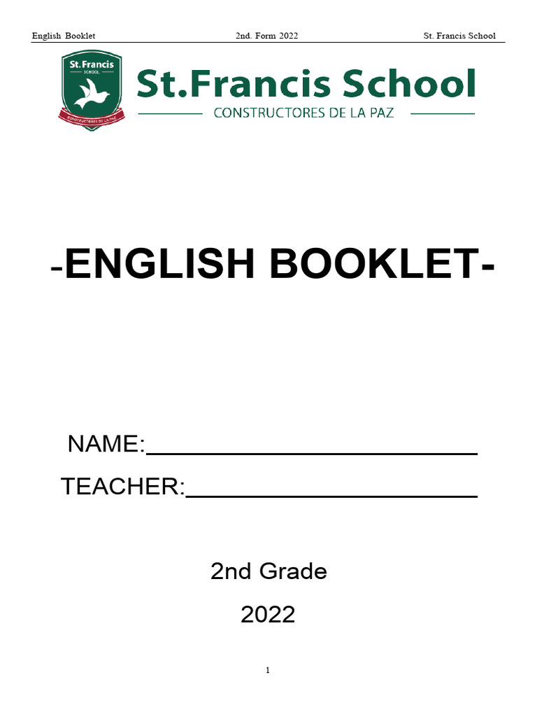 2nd Form English Booklet 2022 | PDF | Linguistics