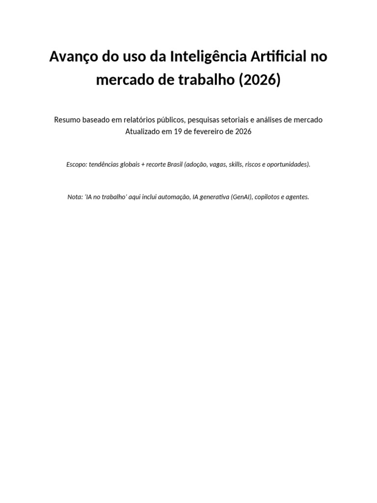 IA e o Mercado de Trabalho 2026 | PDF | Governança | Qualidade (negócios)