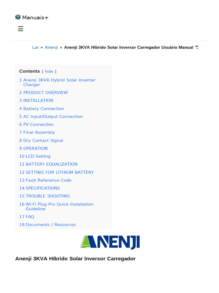 3kva Hybrid Solar Inverter Charger Manual | PDF | Fonte de energia ...