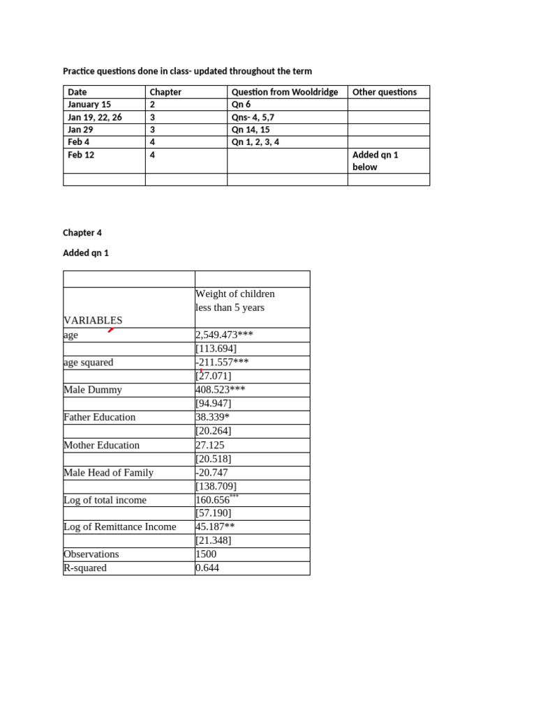 Class Practice Questions | PDF