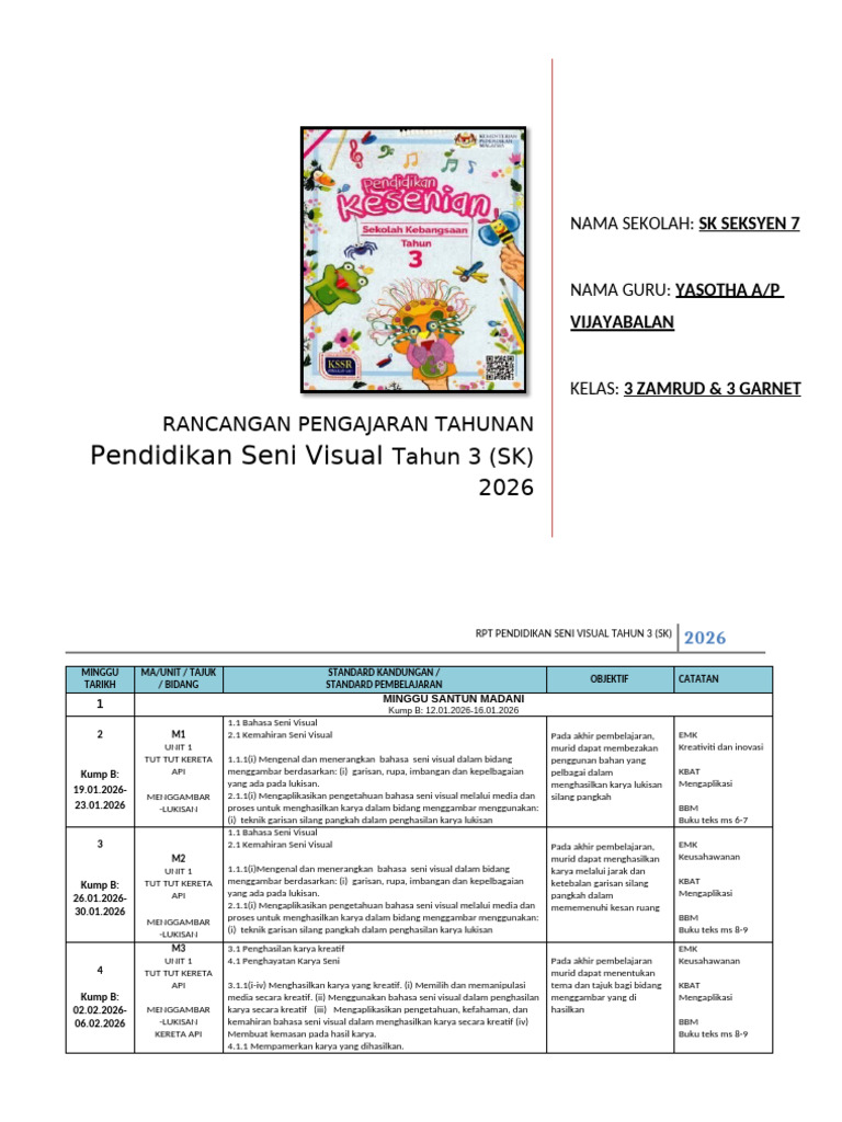 RPT PSV Tahun 3 2026 | PDF