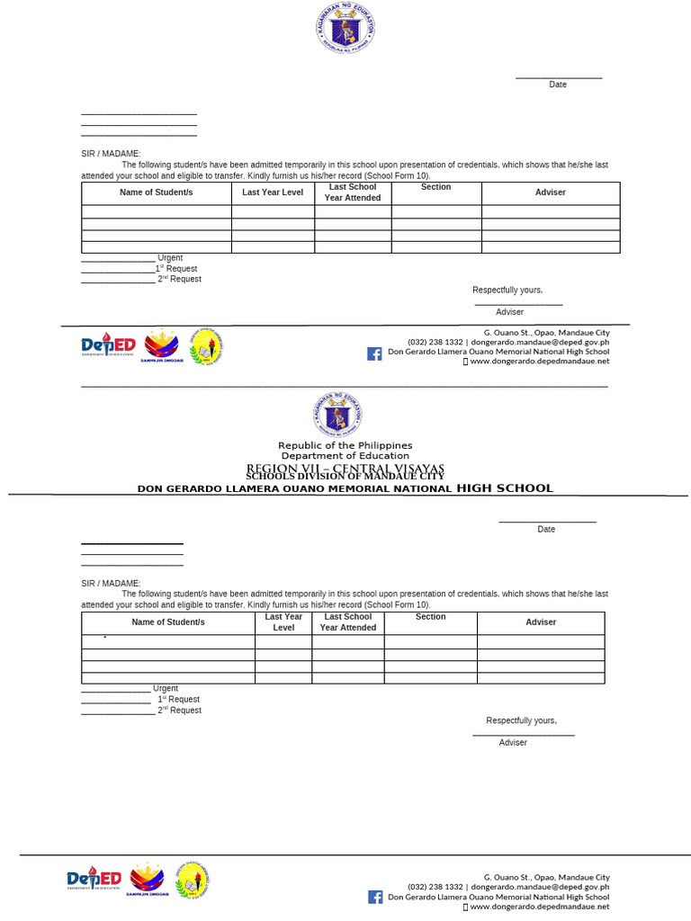 Form 137 Request Letter | PDF | Letters (Message) | Diplomacy