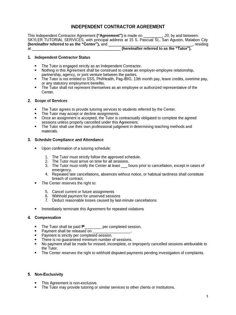 Independent Contractor Agreement v2 Sts | PDF | Indemnity | Private Law