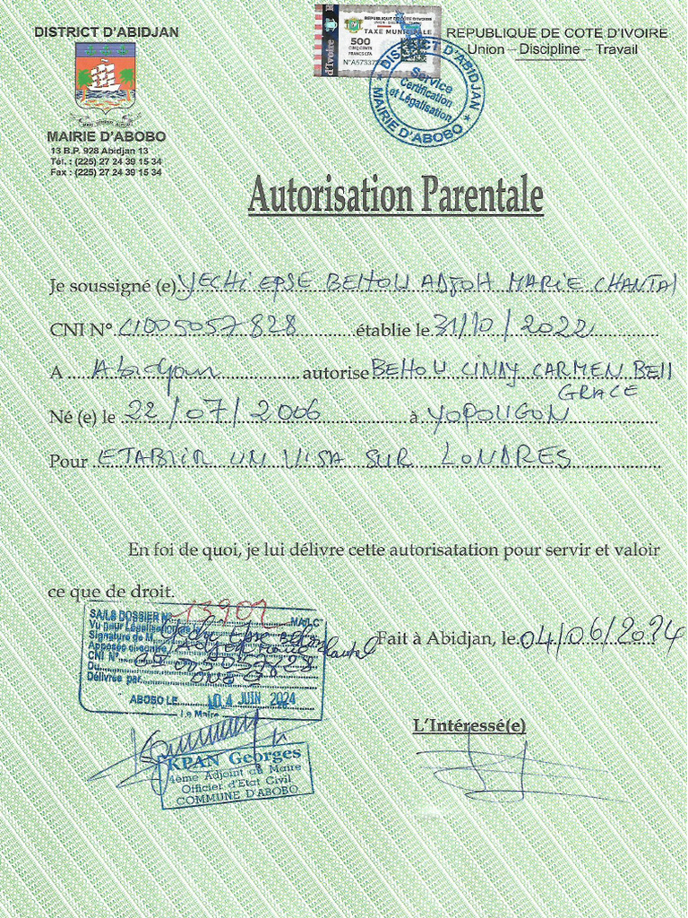 A Autorisation Parentale | PDF
