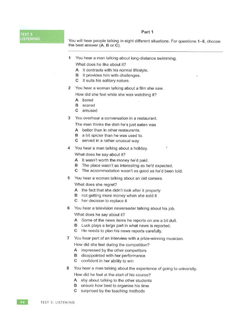 Test 5 Listening | PDF