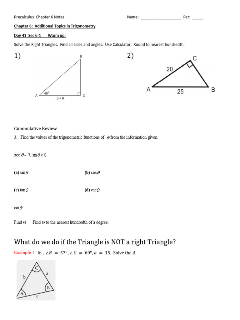 Notes 6-1 Blank | PDF