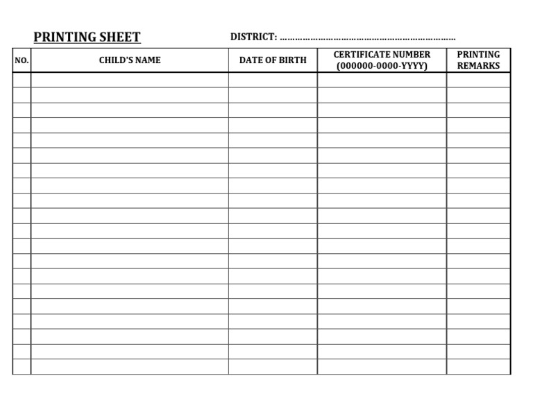 Printing Sheet HBDRP | PDF