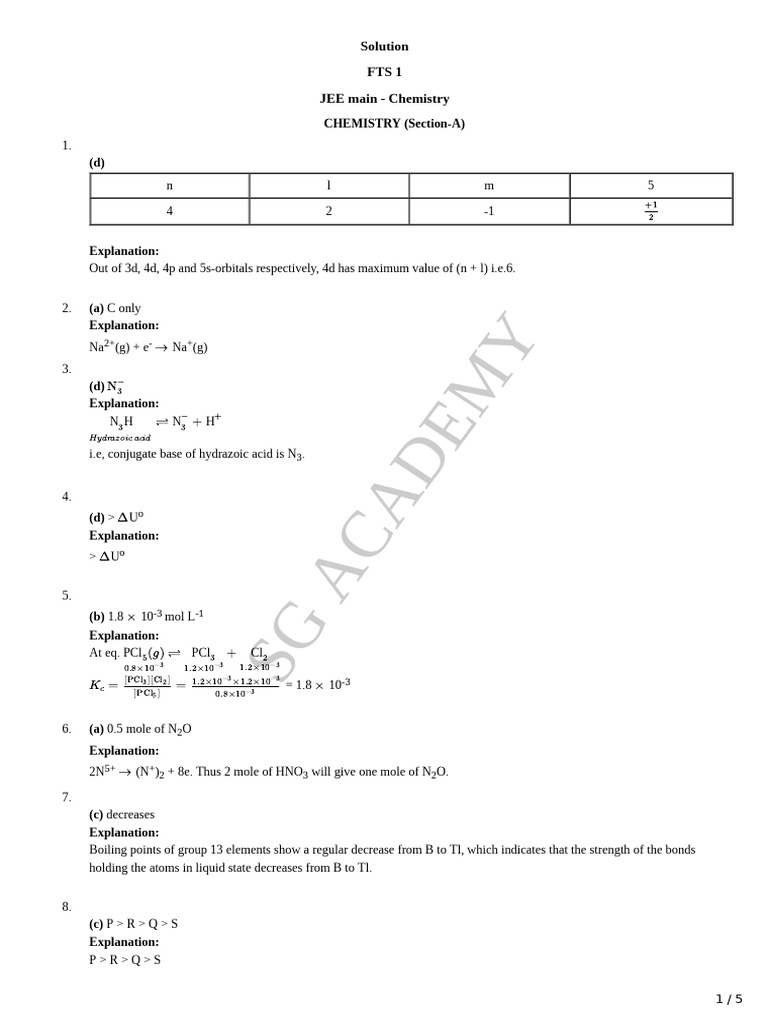 Sol FTS 1 | PDF | Redox | Organometallic Chemistry