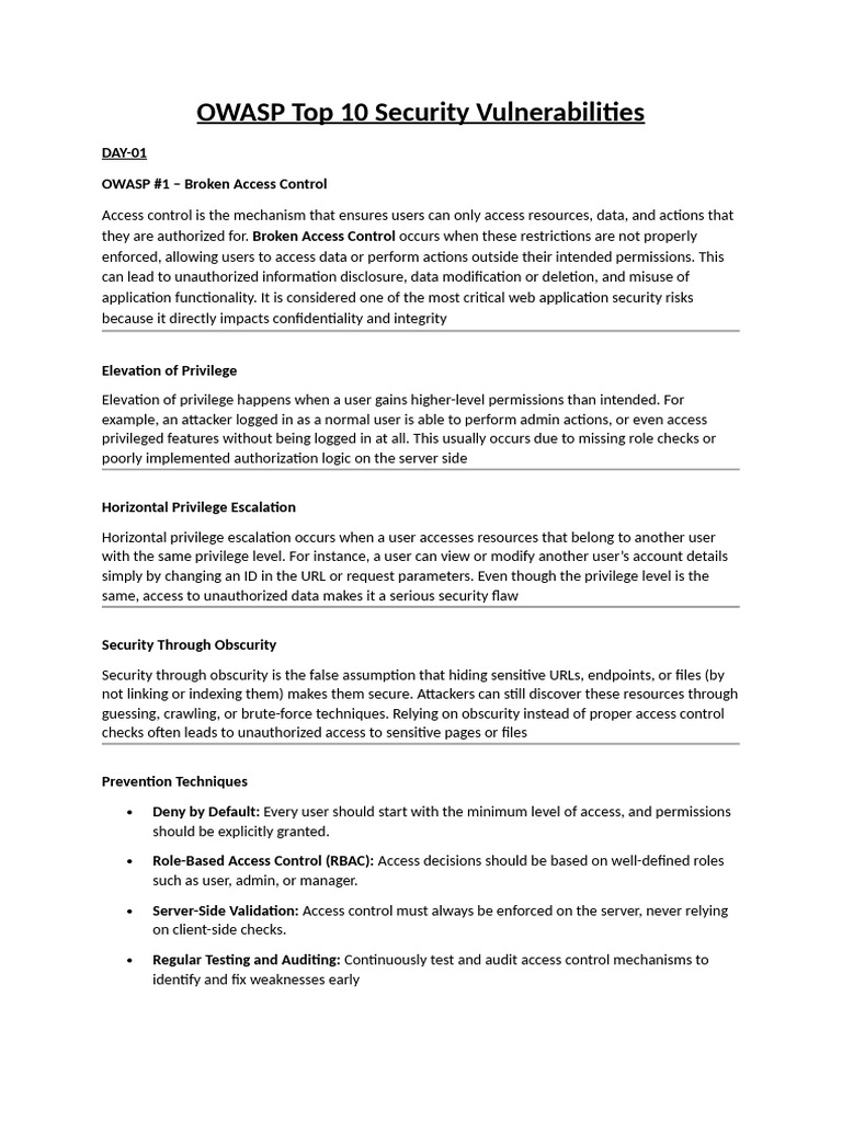OWASP Top 10 Security Vulnerabilities (Combined Notes) | PDF | Password ...