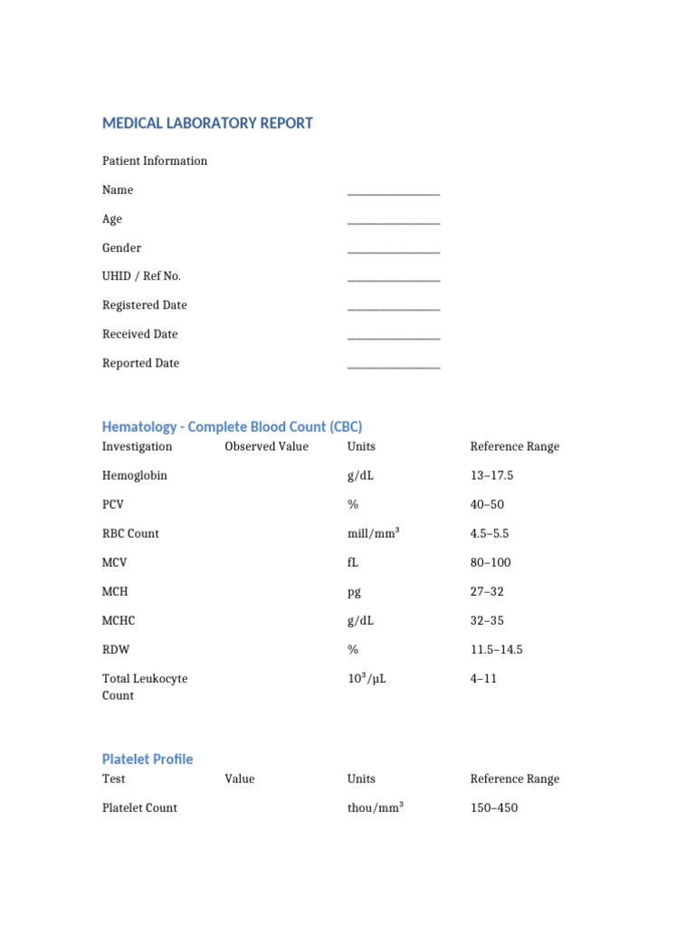 Medical Report Template | PDF