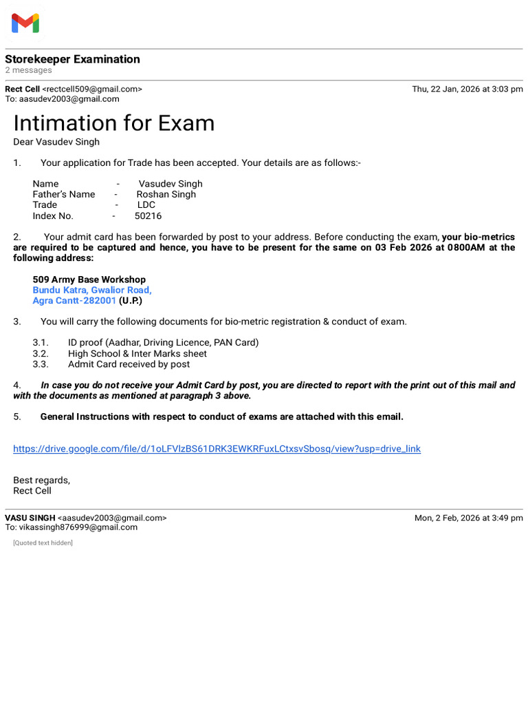 Gmail - Storekeeper Examination | PDF