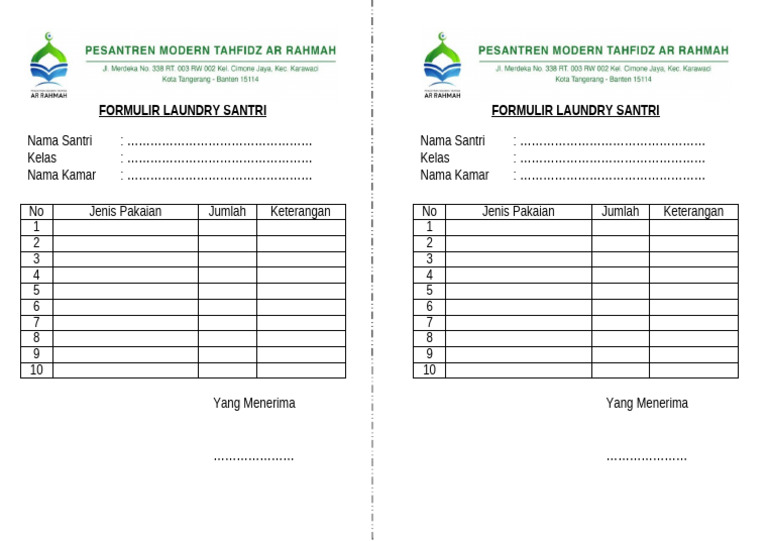 Form Laundry New | PDF