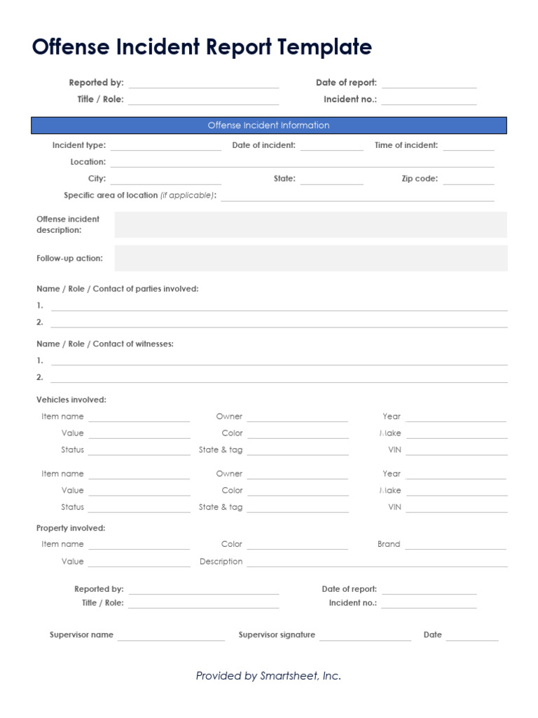 IC Offense Incident Report Template 8777 PDF | PDF