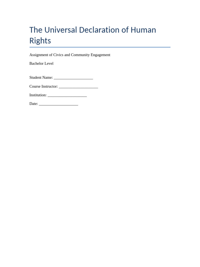 Universal Declaration of Human Rights Assignment | PDF | Human Rights ...