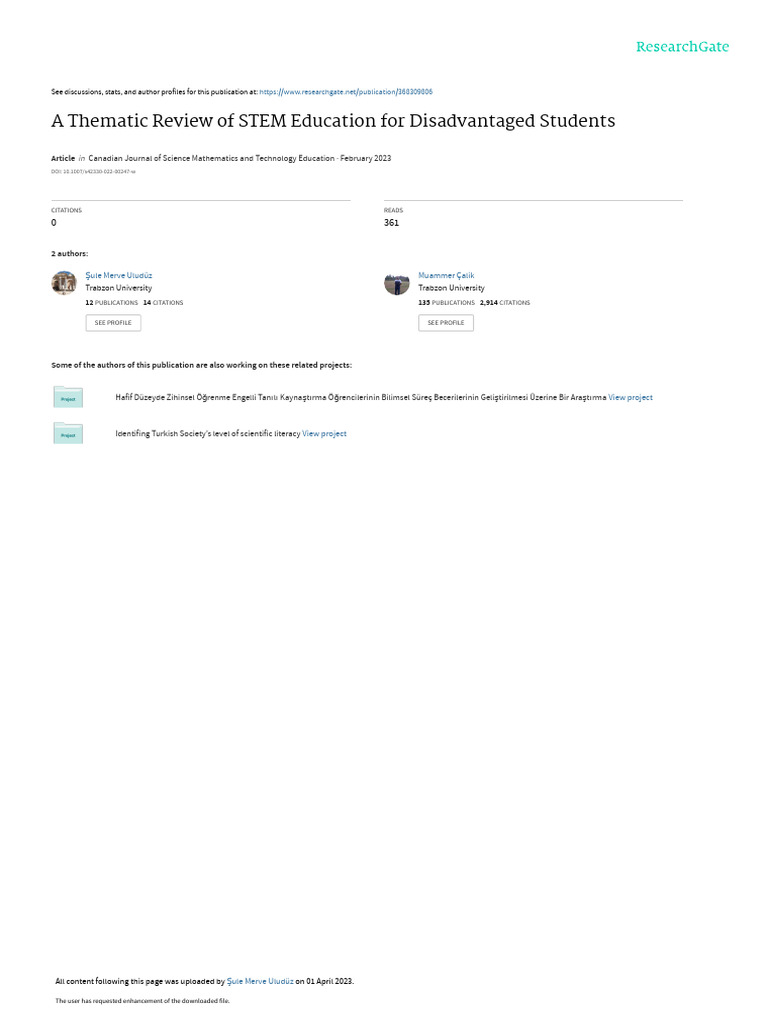 A Thematic Review of STEM Education | PDF | Science, Technology ...