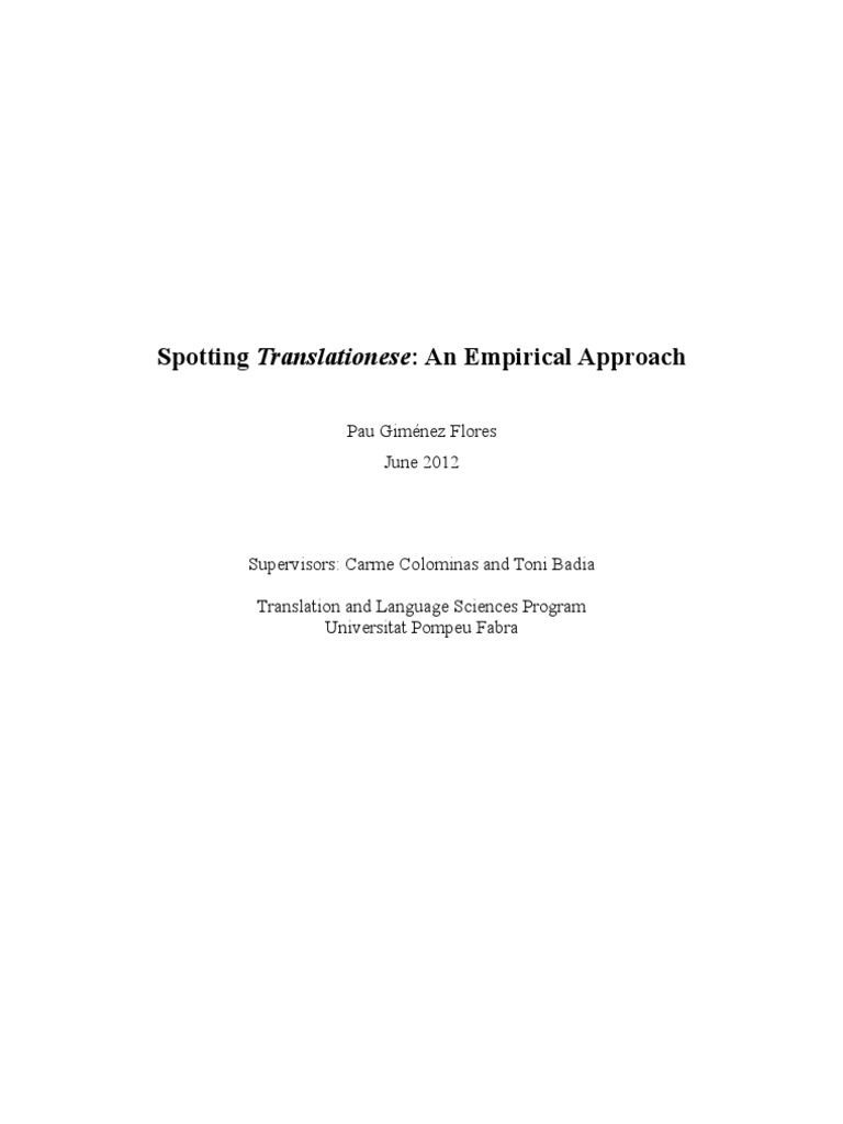Detecting Translationese Patterns Empirically | PDF | Translations ...