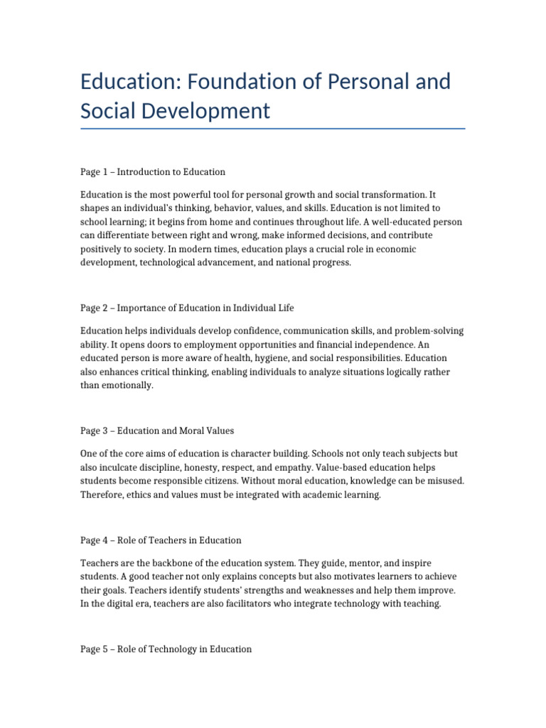 Education Topic Document | PDF | Teachers | Learning
