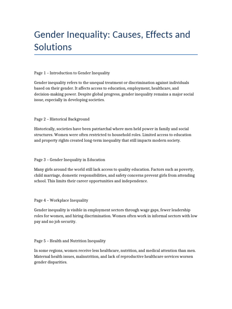 Gender Inequality Document | PDF | Gender Studies | Gender Inequality