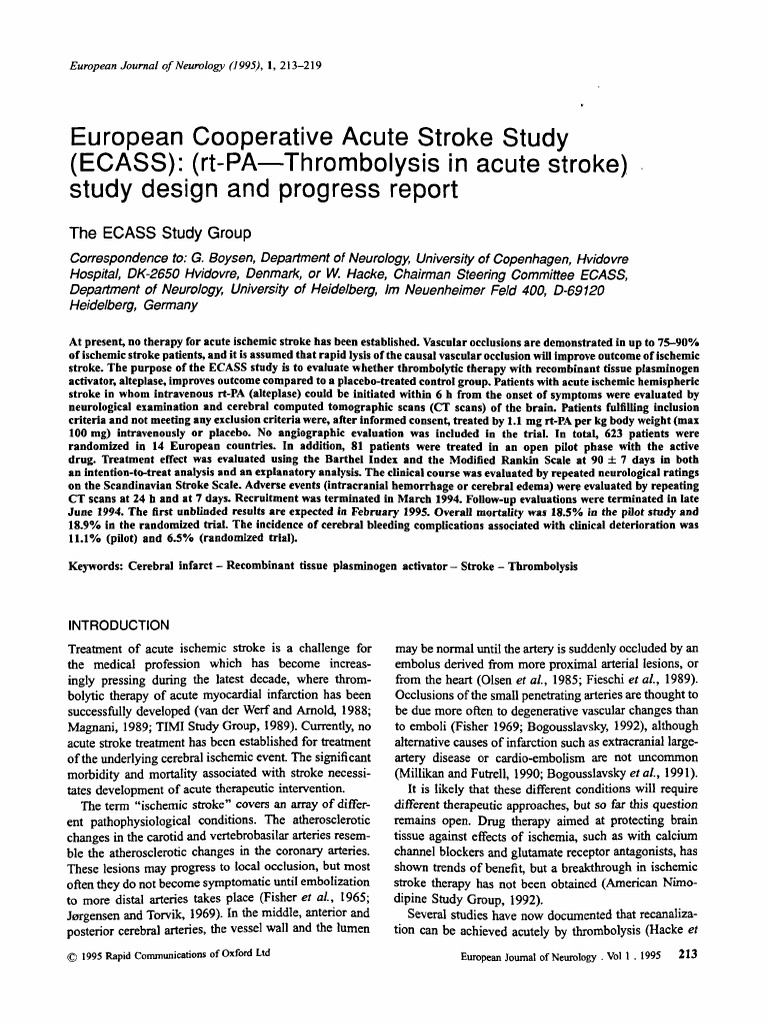 ECASS 0 - 6h | PDF | Stroke | Ischemia