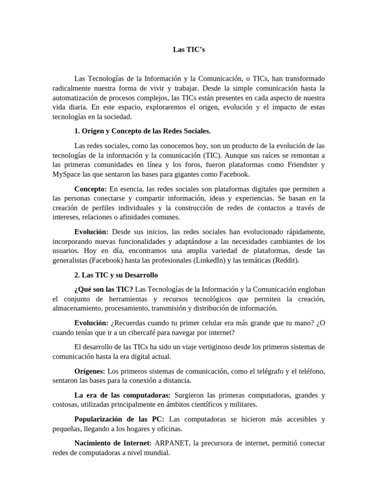 Las TIC's | PDF | Tecnología de información y comunicaciones | Enseñando