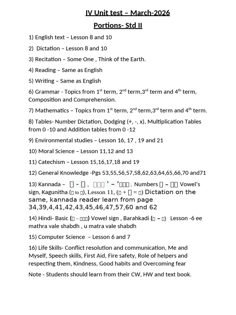 STD 2 Portions | PDF