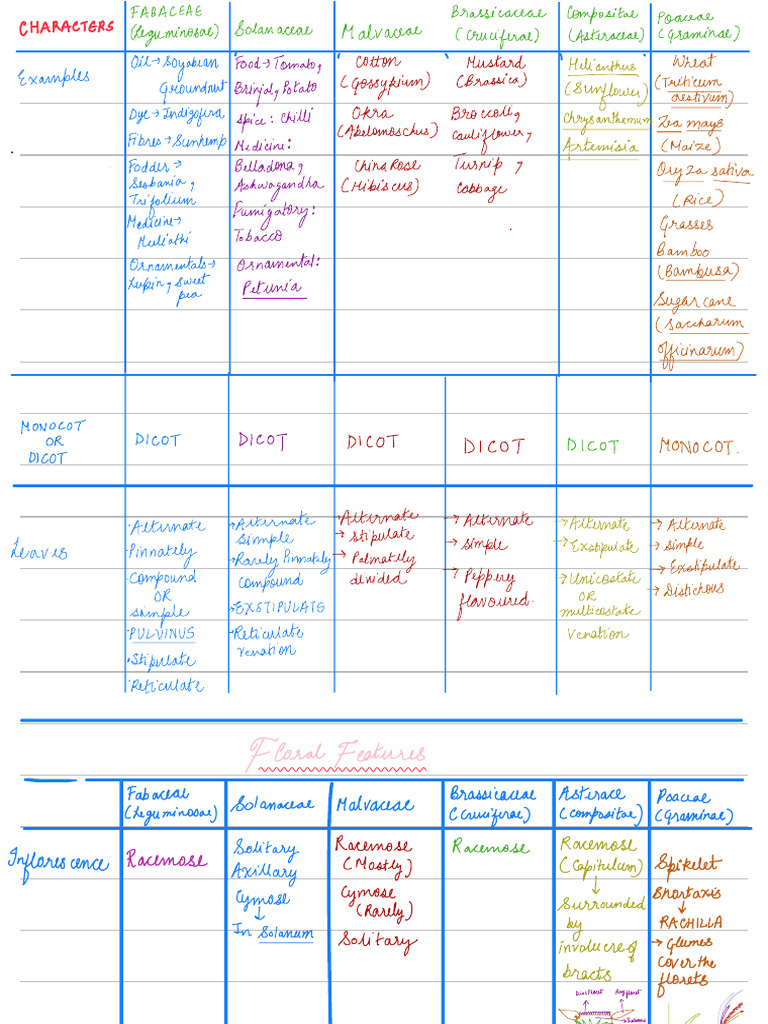 Families Comparitive Table | PDF