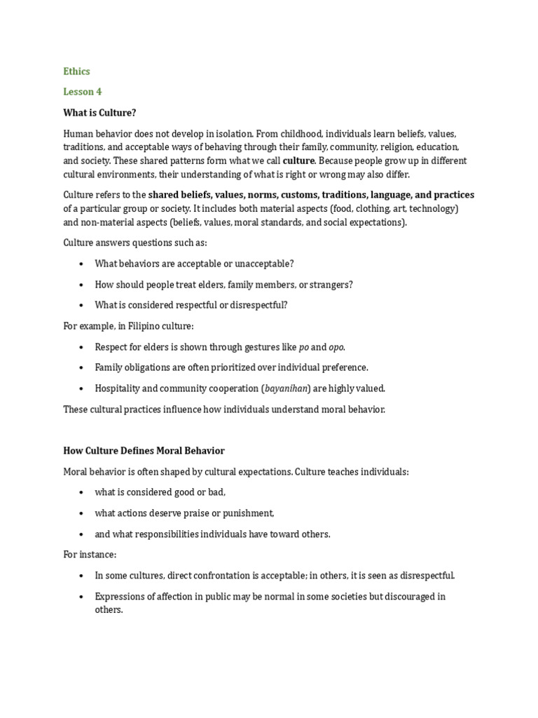 Ethics Week 5 Lesson 4 | PDF | Morality | Relativism