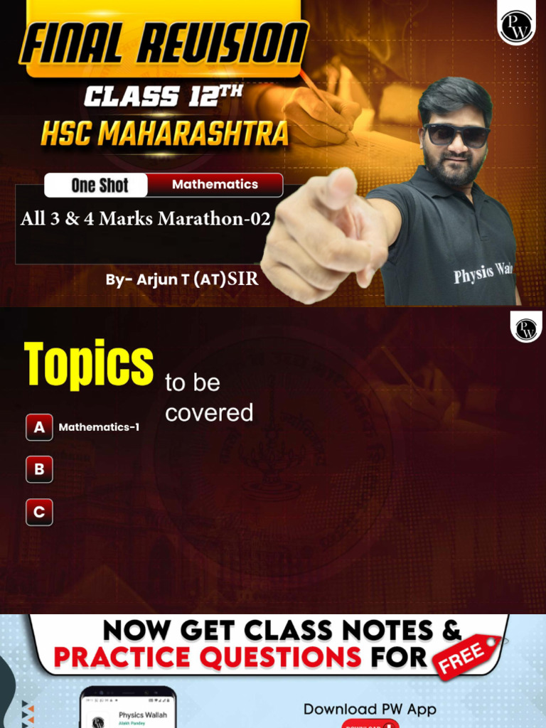 All 3 & 4 Marks Marathon - 02 Class Notes Final Revision Class 12 HSC ...
