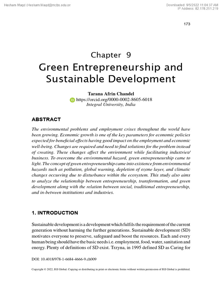 Green Entrepreneurship and Sustainable Development | PDF | Renewable ...