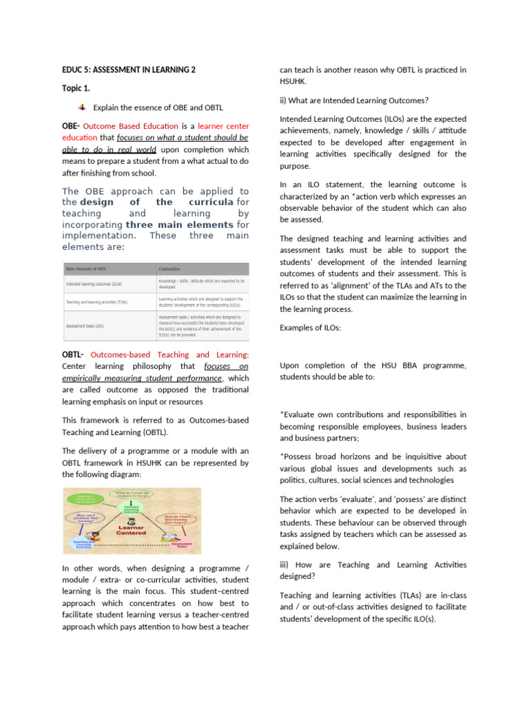 Educ 5 Reviewer | PDF | Learning | Teaching