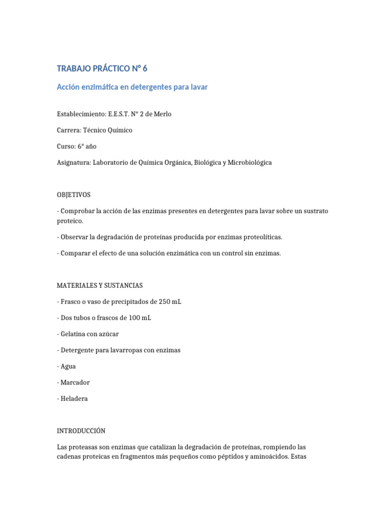 TP6 Accion Enzimatica | PDF