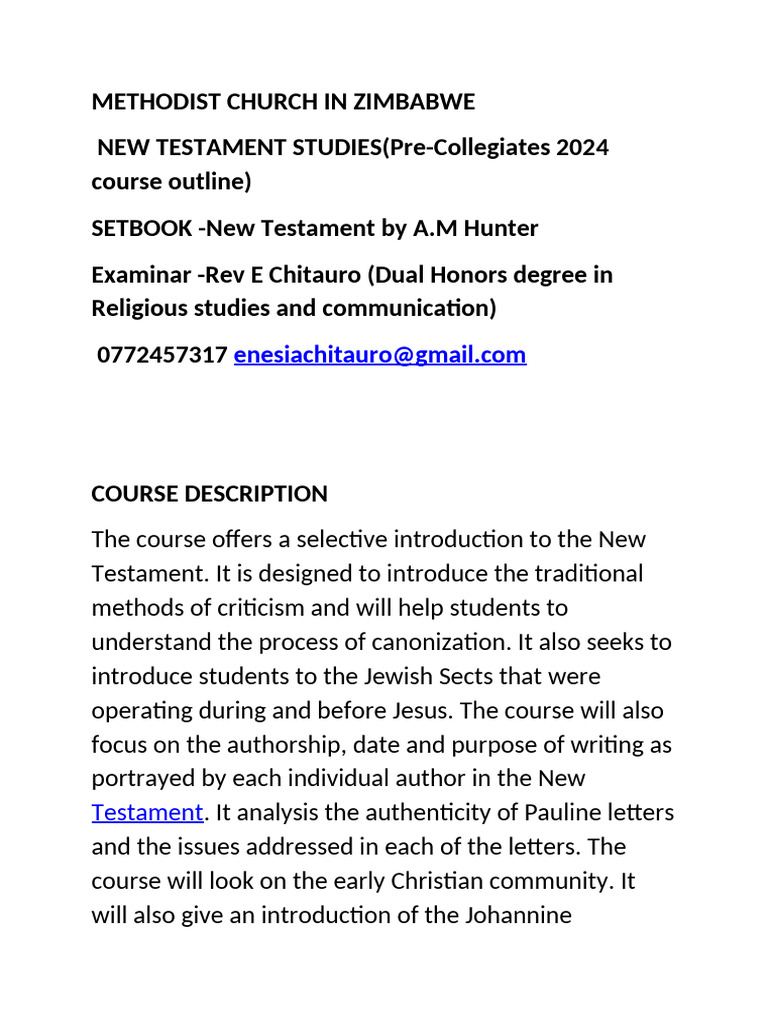 New Testament Course Outline | PDF