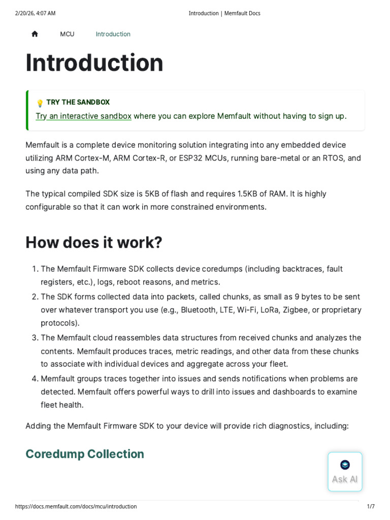 Introduction - Memfault Docs | PDF | Microcontroller | Computing