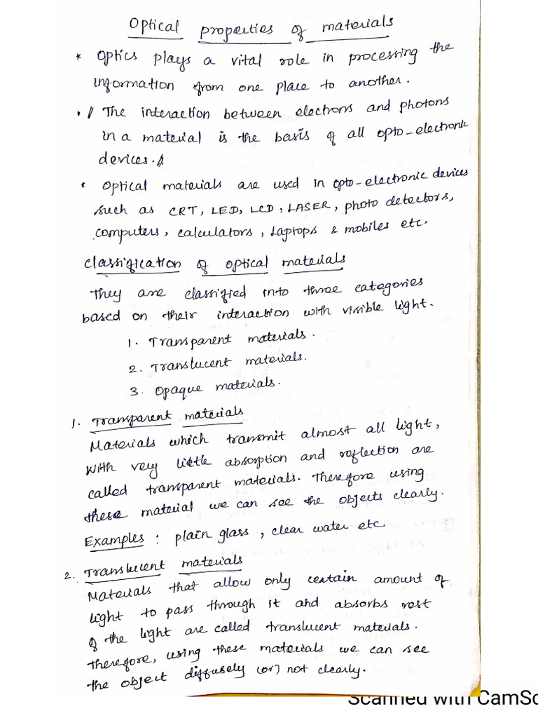 Optical Properties of Materials | PDF