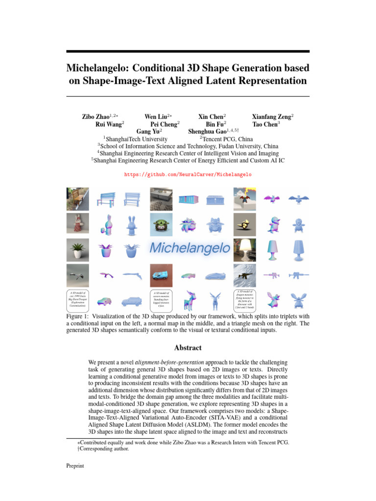Michelangelo: Conditional 3D Shape Generation Based On Shape-Image-Text ...