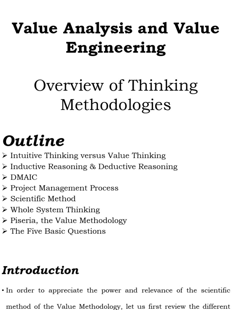 7 - Value Analysis and Value Engineering (Overview of Thinking ...