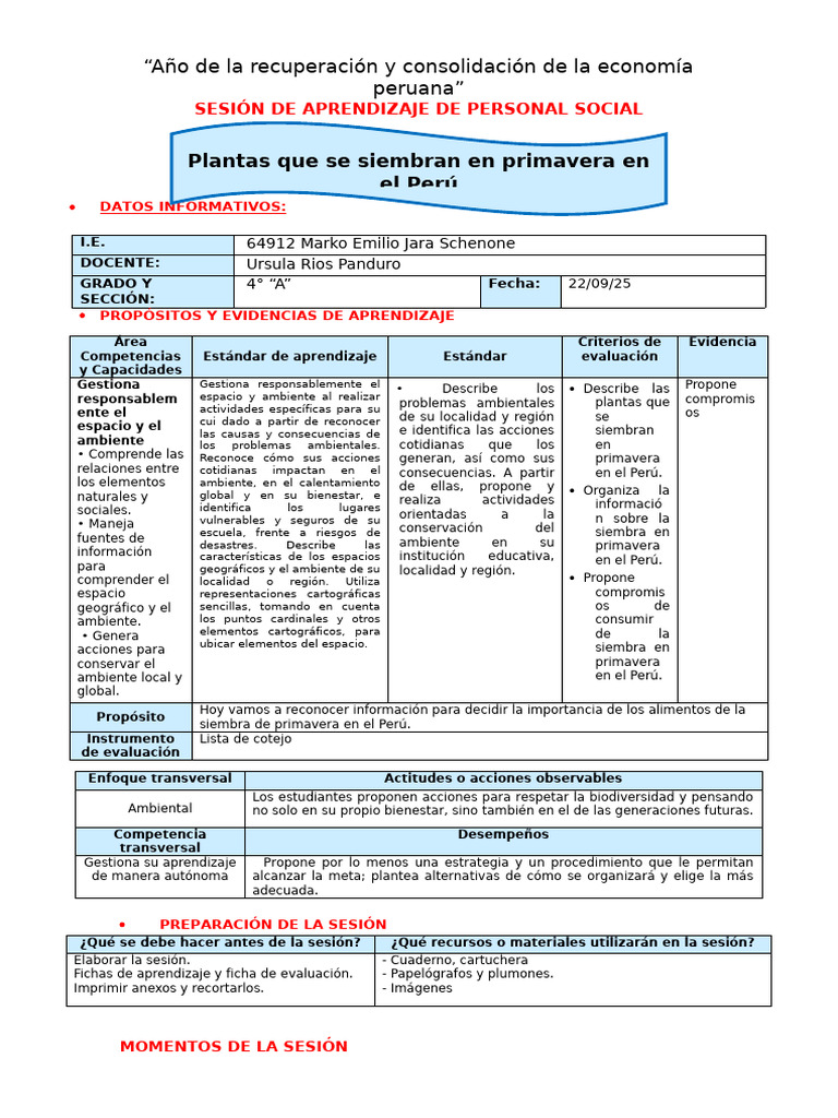 Las Plantas en Primavera | PDF | Perú | Agricultura