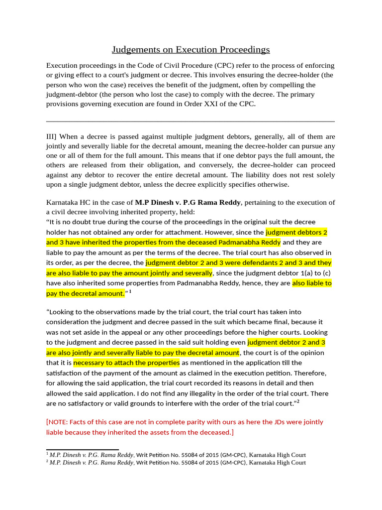 Execution Proceedings CPC | PDF | Judgment (Law) | Jurisdiction