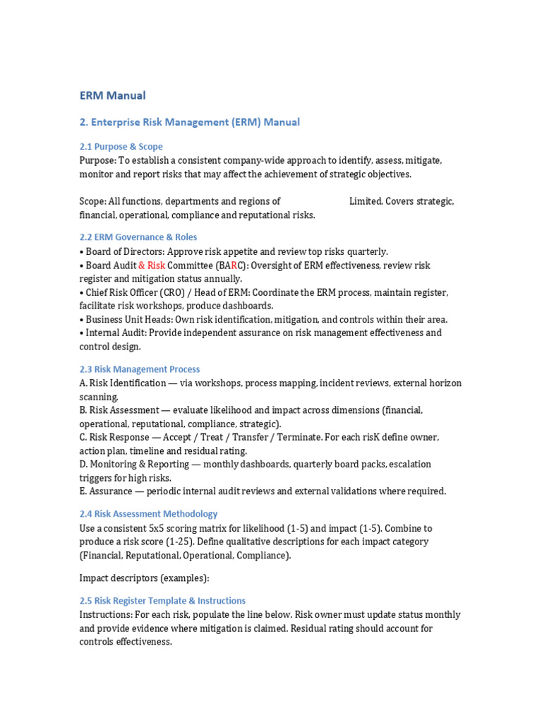 Erm Manual Coso Iso | PDF | Risk | Risk Management