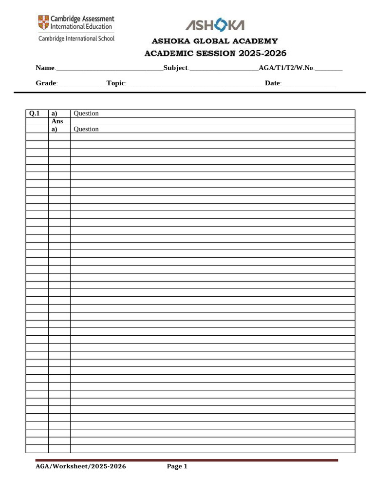 New Format of Worksheet Term 1 | PDF