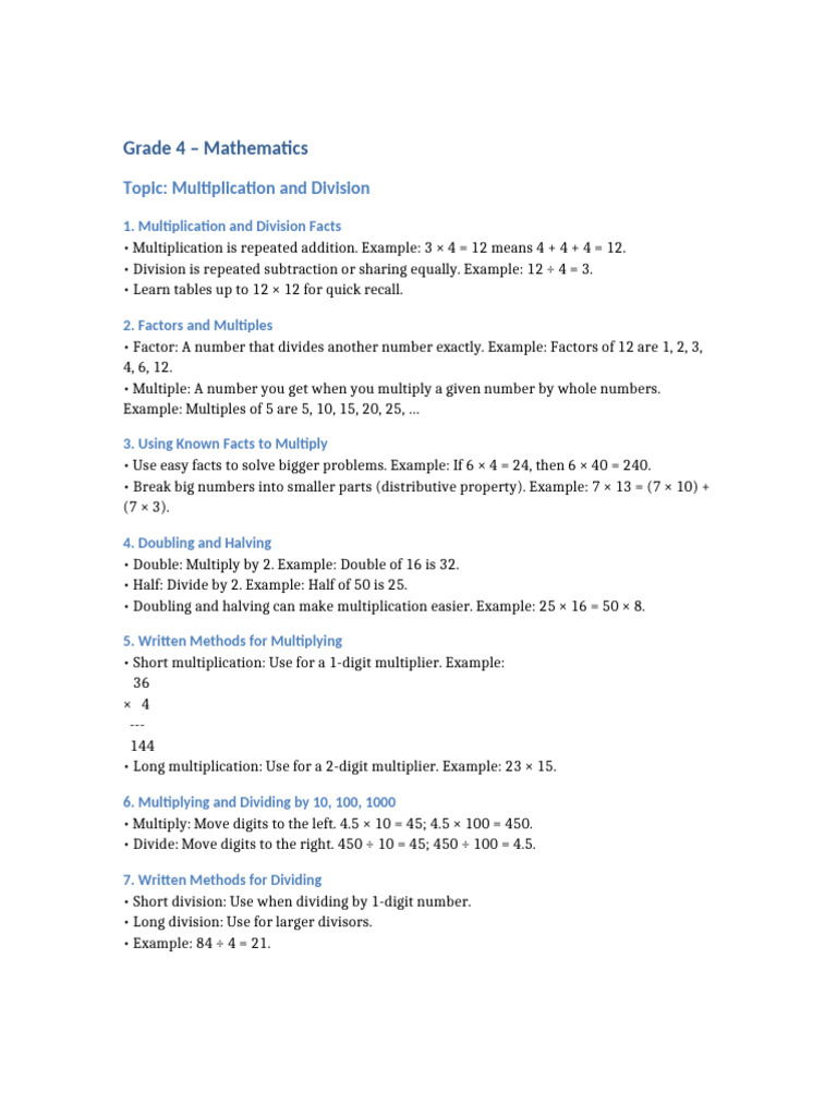 Grade4 Multiplication Division | PDF