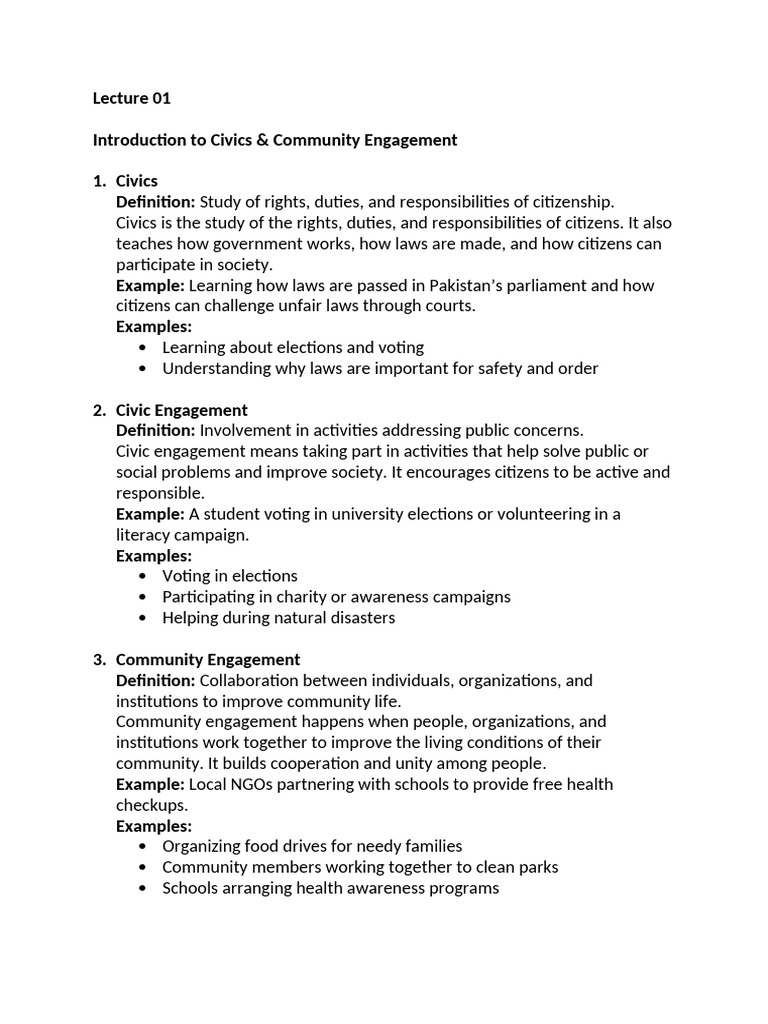 Lecture 01 Introduction To Civics | PDF | Citizenship | Civic Engagement