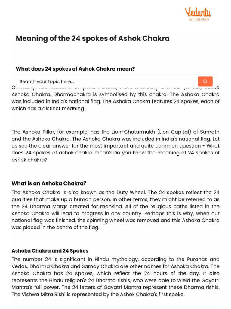 Meaning of The 24 Spokes of Ashok Chakra | PDF