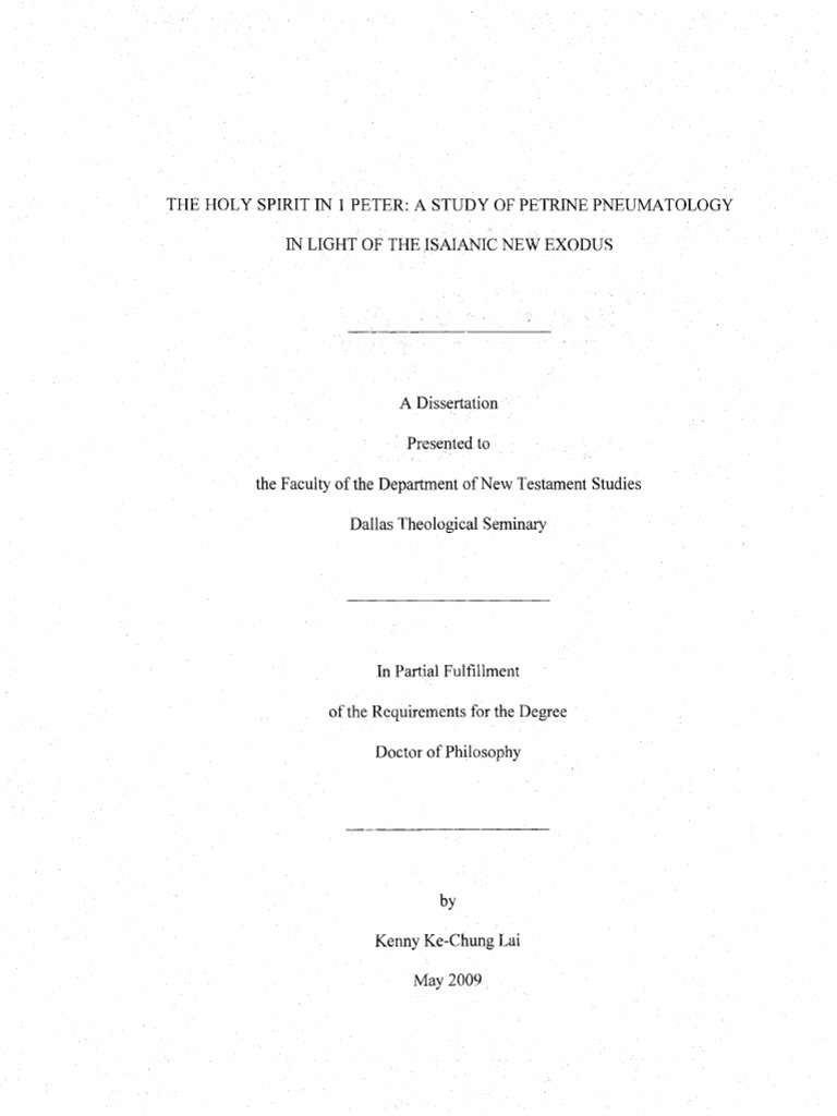 Lai Holy Spirit in 1st Peter Dissertation | PDF