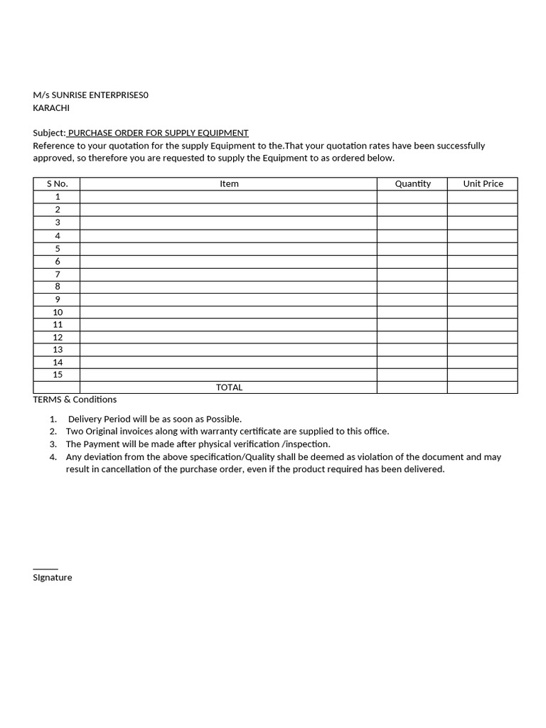 Purchase Order | PDF