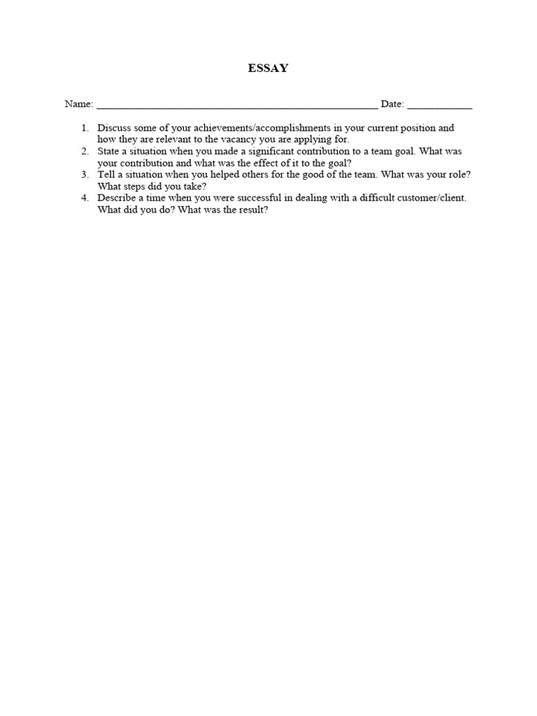 Essay Form | PDF