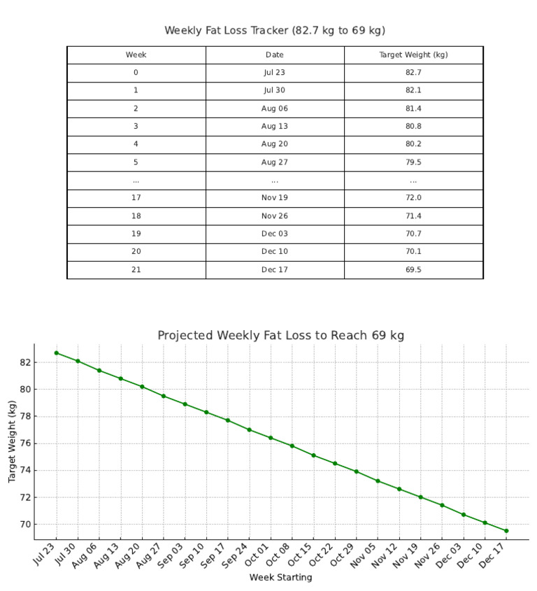 Fat Loss Tracker To 69kg | PDF
