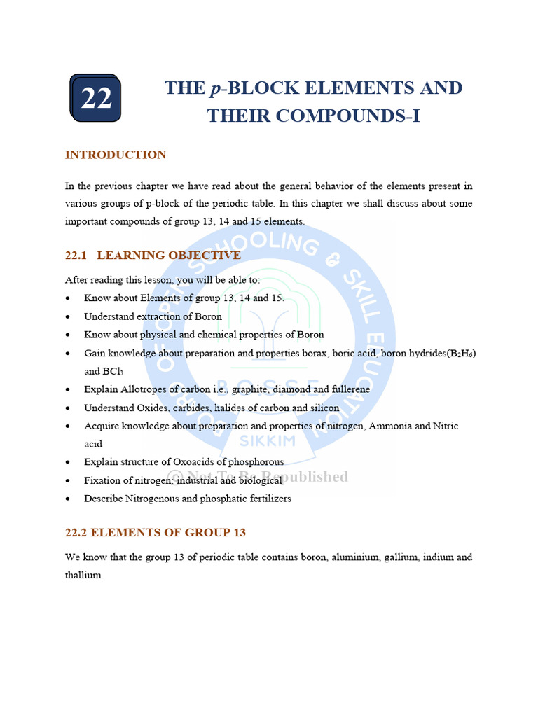 22 LN 22 The P-Block Elements and Their Compounds-I | PDF | Nitrogen ...