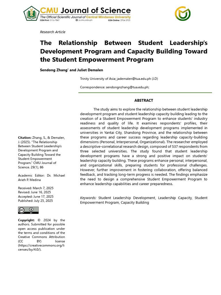 The Relationship Between Student Leaderships Development Program and ...
